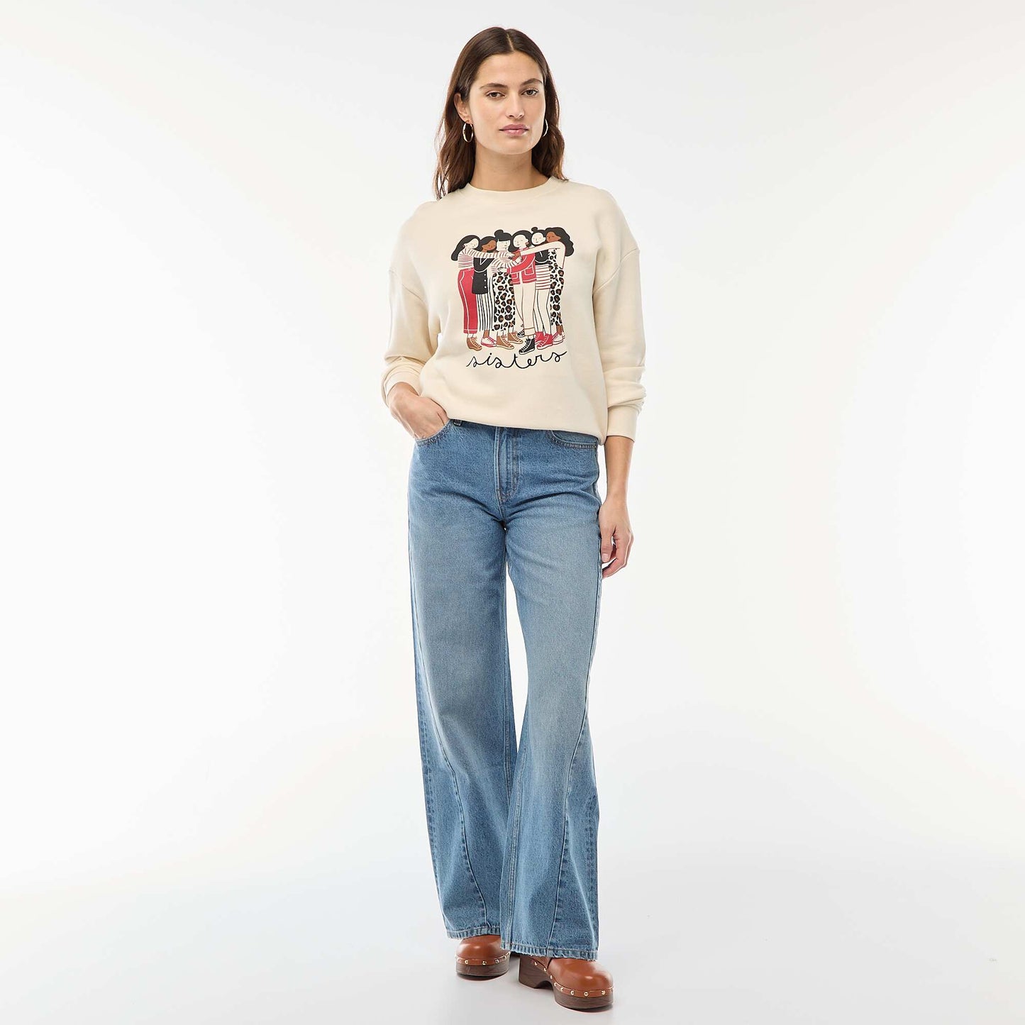 Sweat imprimé en molleton léger  'Agathe Sorlet x Kiabi' BLANC