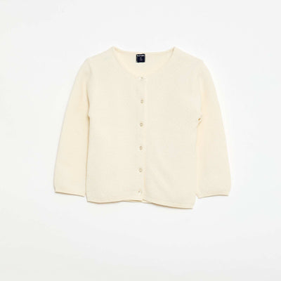 Gilet en maille fantaisie ajourée BLANC
