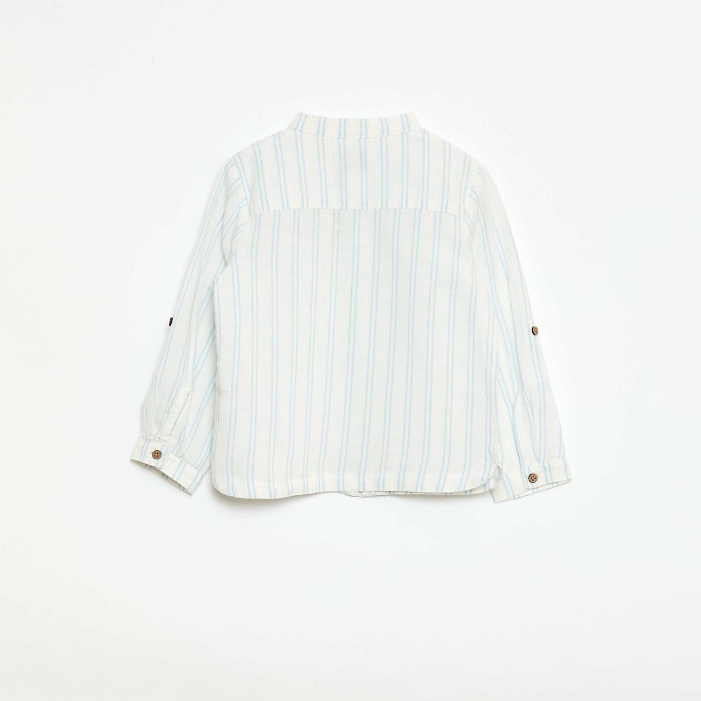 Chemise col mao avec manches retroussables BLANC