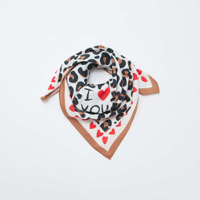 Foulard imprimé carré (65x65 cm)  'Agathe Sorlet x Kiabi' - Saint-Valentin BLANC