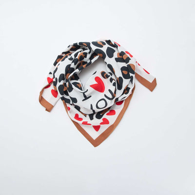 Foulard imprimé fantaisie (100x100 cm)  'Agathe Sorlet x Kiabi' - Saint-Valentin BLANC