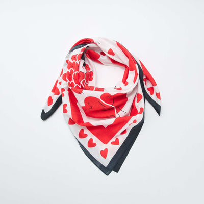 Foulard imprimé fantaisie (100x100 cm)  'Agathe Sorlet x Kiabi' - Saint-Valentin BLANC