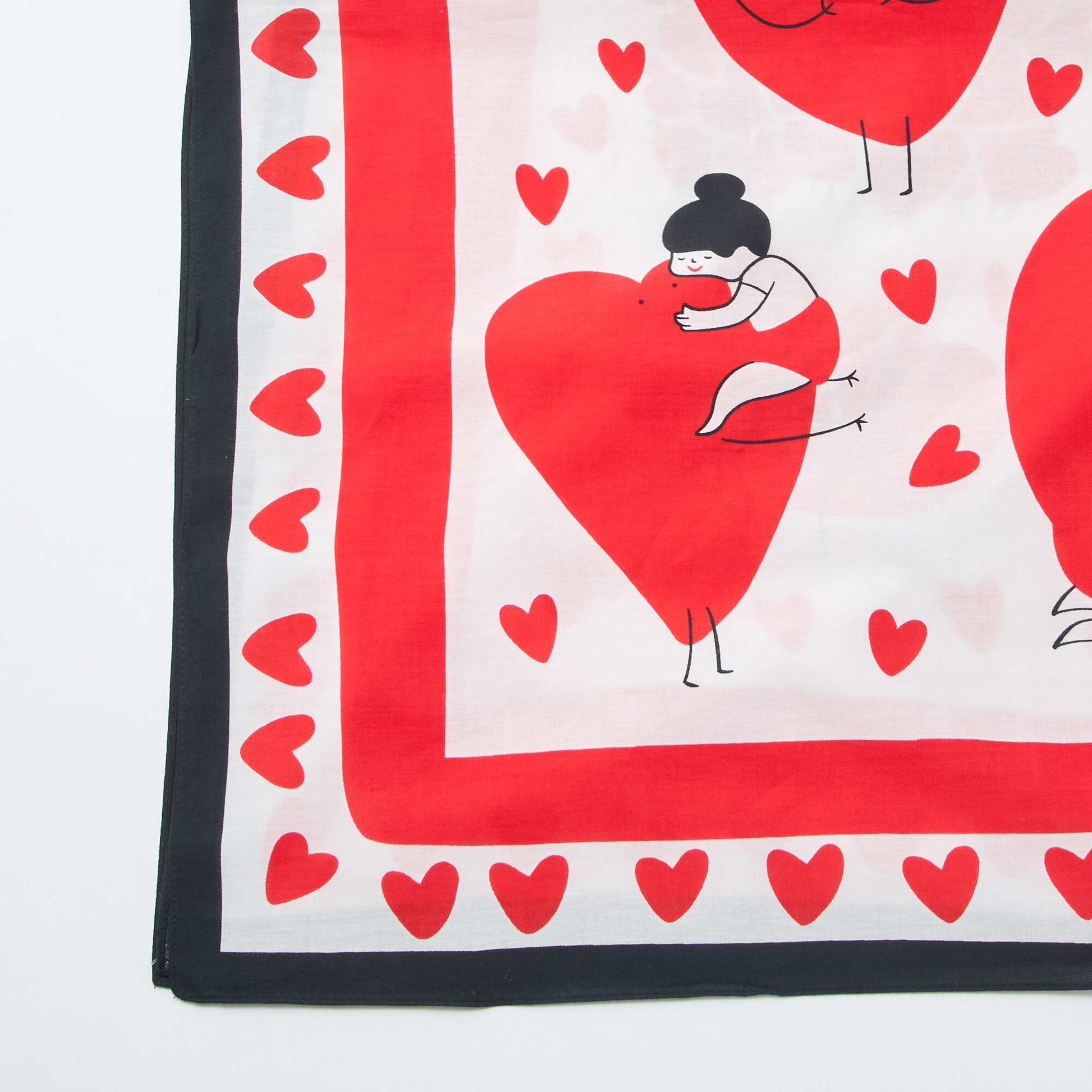 Foulard imprimé fantaisie (100x100 cm)  'Agathe Sorlet x Kiabi' - Saint-Valentin BLANC