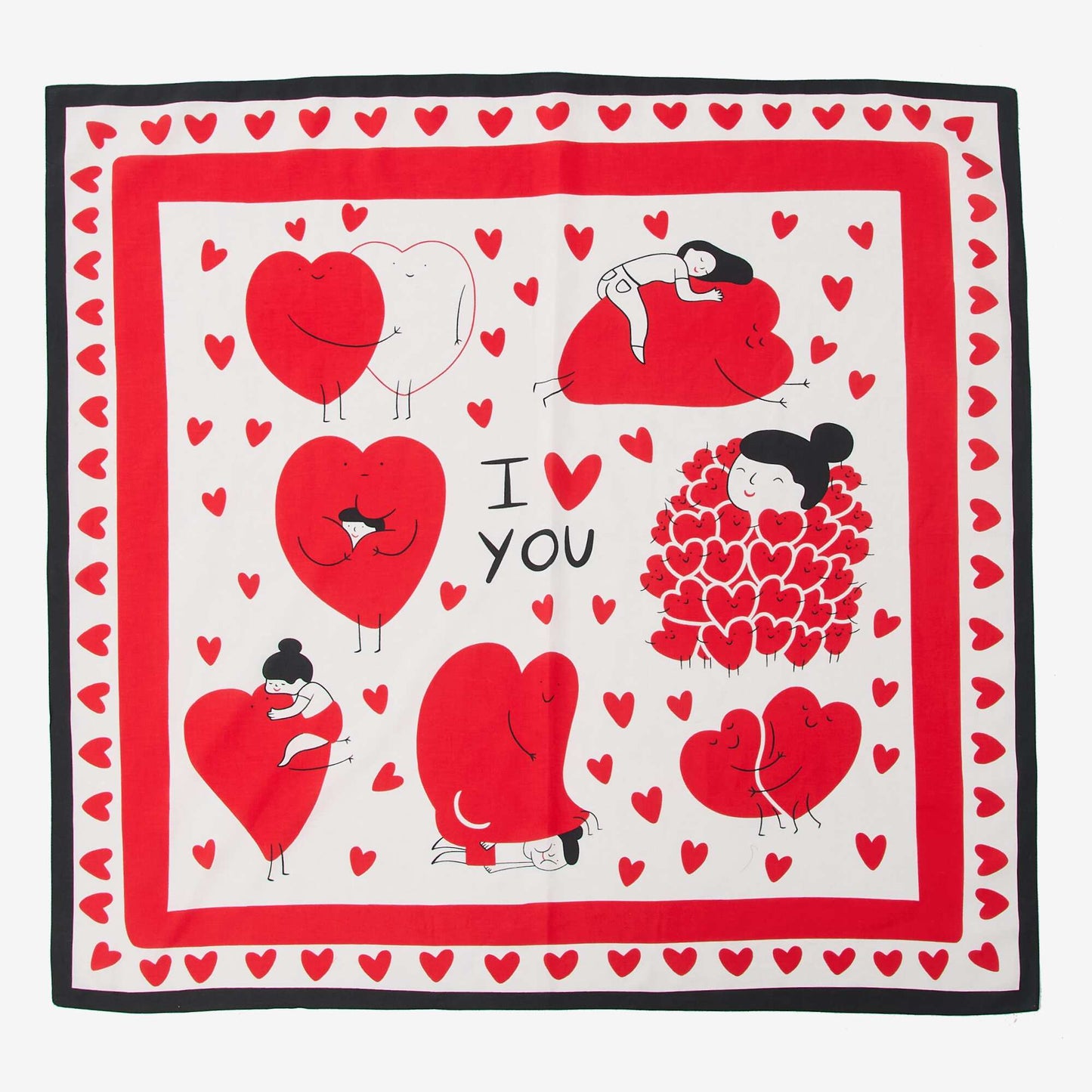 Foulard imprimé fantaisie (100x100 cm)  'Agathe Sorlet x Kiabi' - Saint-Valentin BLANC