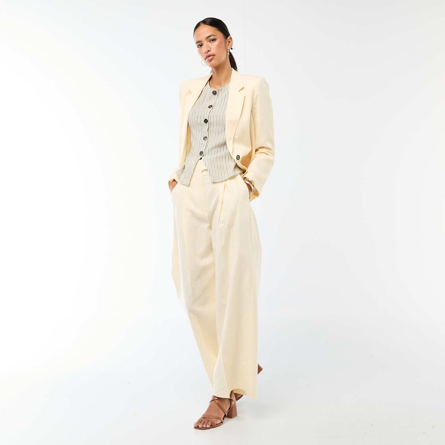 Veste blazer mi-longue BEIGE