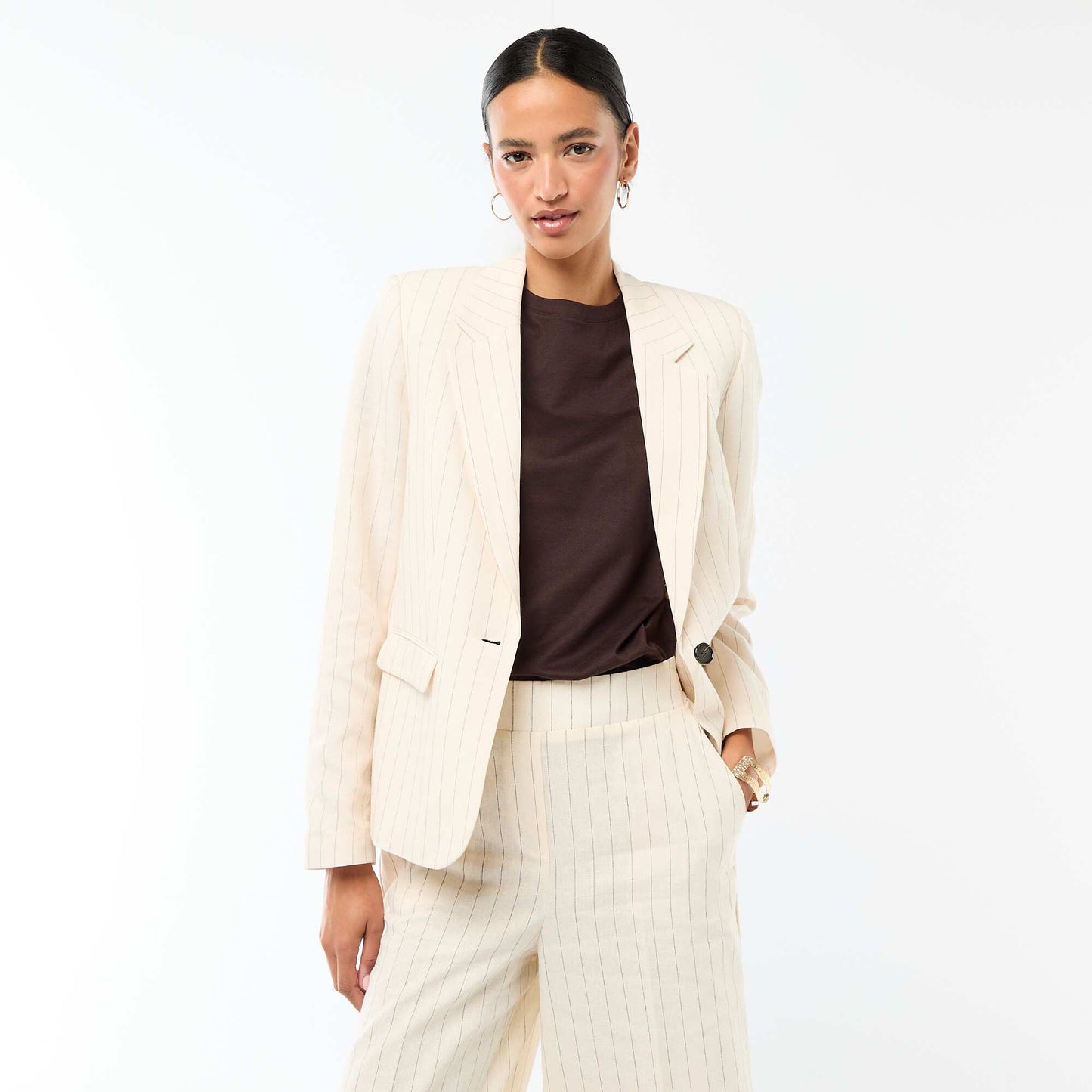 Veste blazer mi-longue BEIGE