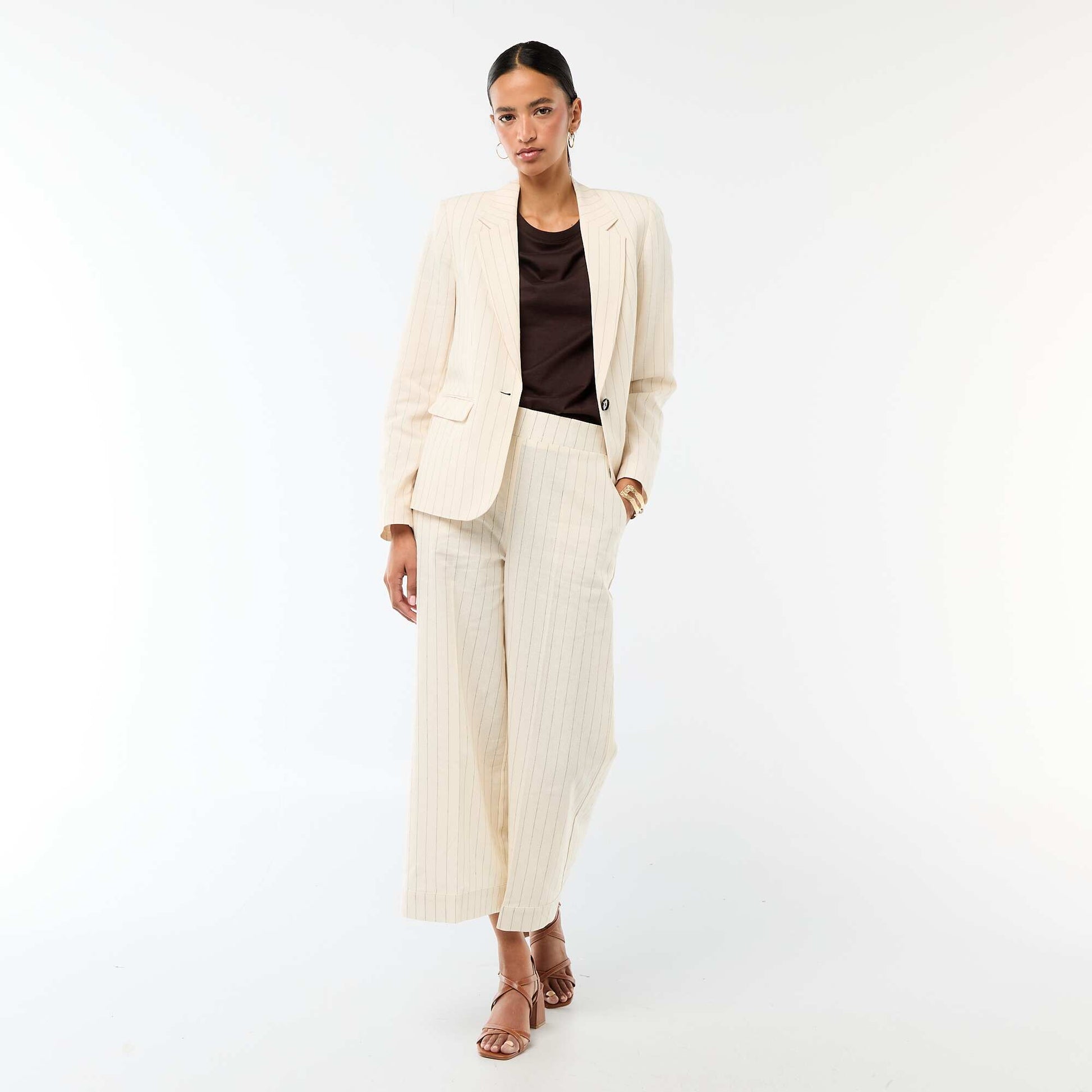 Veste blazer mi-longue BEIGE