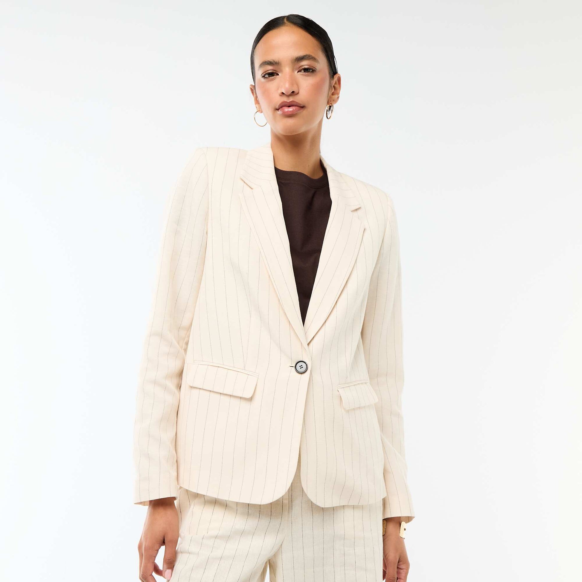 Veste blazer mi-longue BEIGE