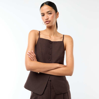 Veste sans manches à bretelles MARRON