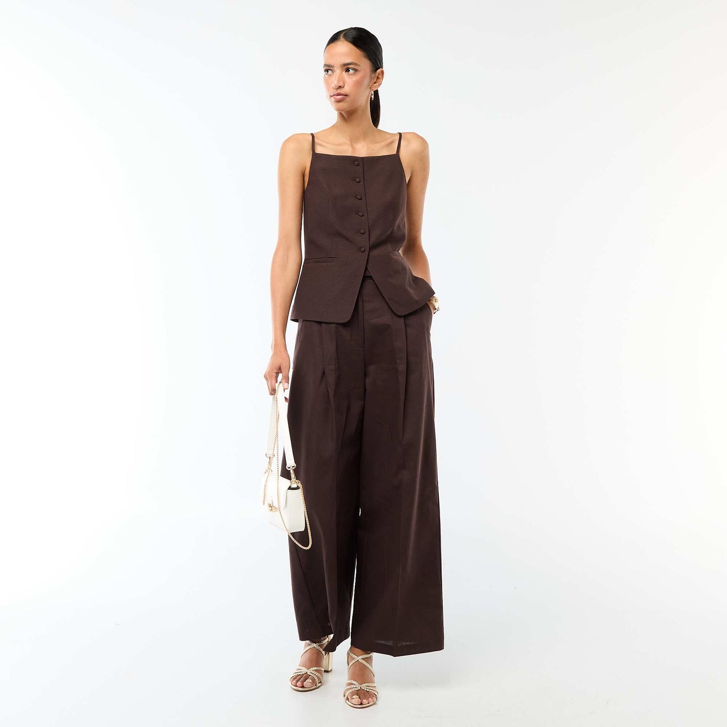 Veste sans manches à bretelles MARRON