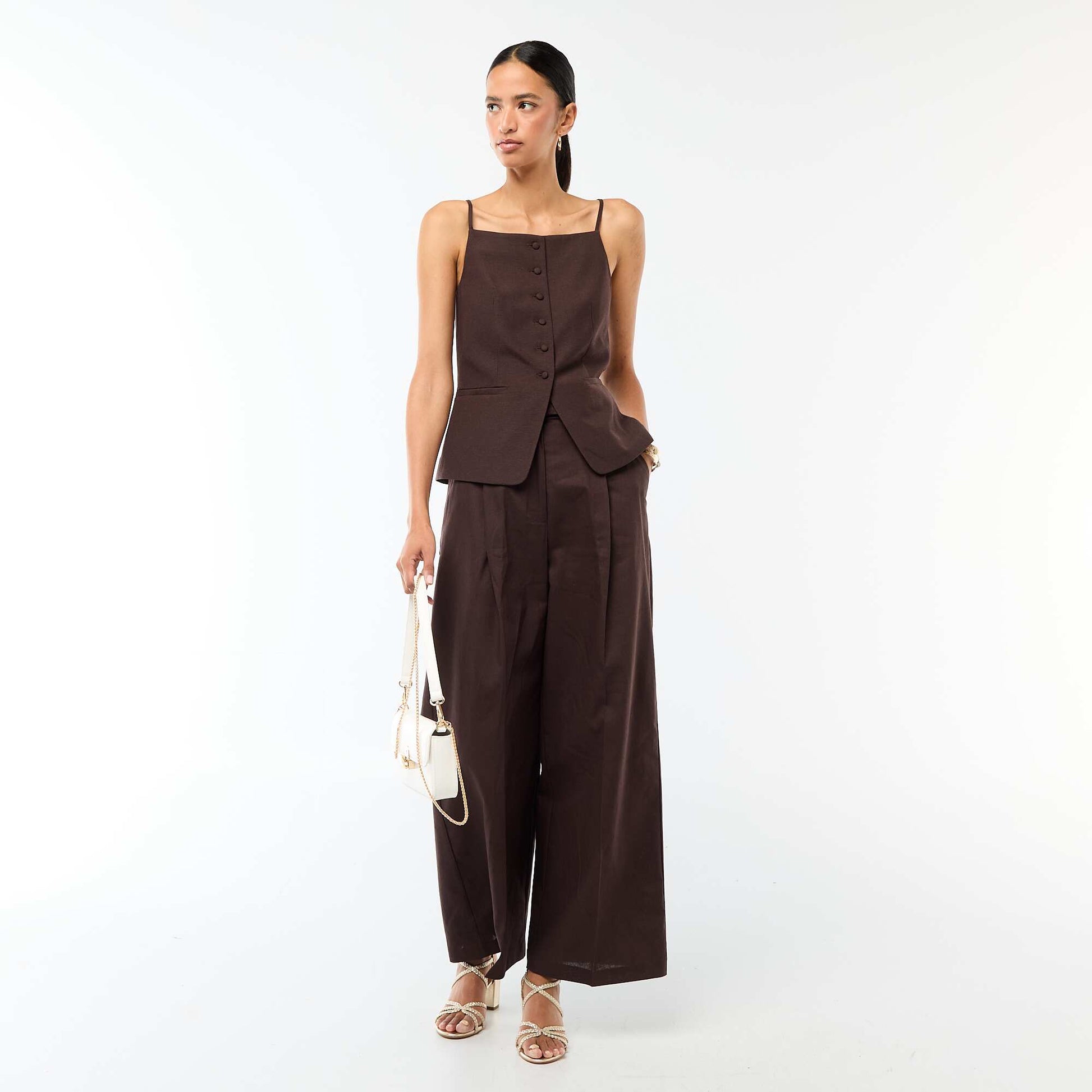 Veste sans manches à bretelles MARRON