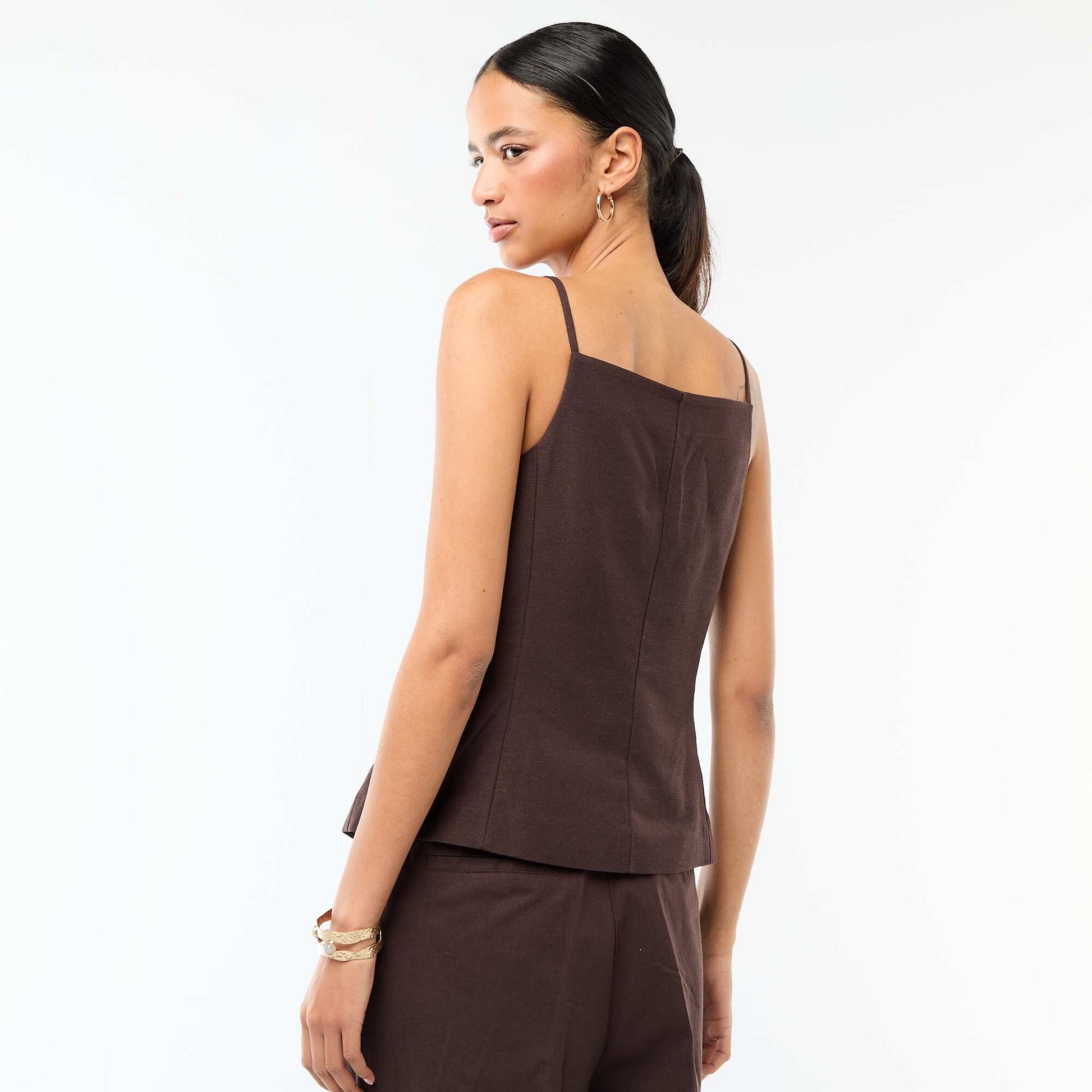 Veste sans manches à bretelles MARRON