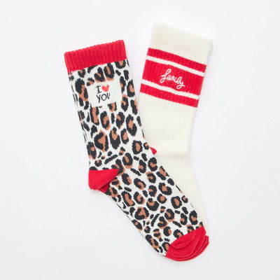 Lot 2 paires de chaussettes   'Agathe Sorlet x Kiabi' - Saint-Valentin BLANC/ROUGE