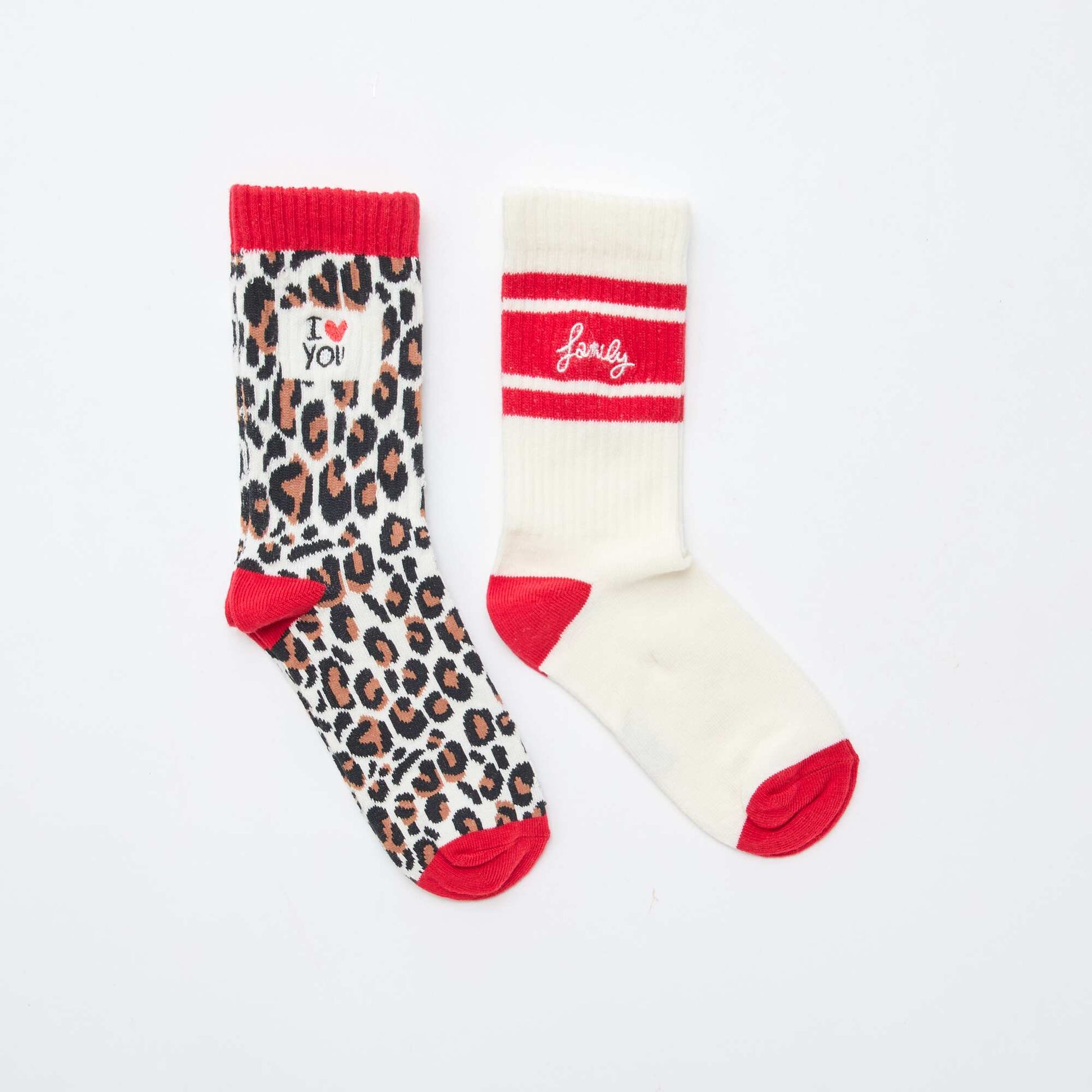 Lot 2 paires de chaussettes   'Agathe Sorlet x Kiabi' - Saint-Valentin BLANC/ROUGE