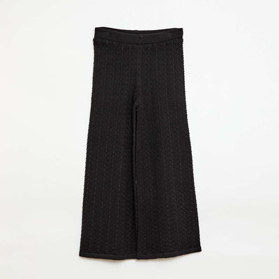 Pantalon en crochet forme flare / coupe évasée NOIR