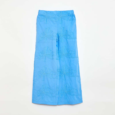 Pantalon large avec broderies BLEU
