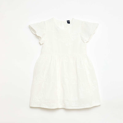 Robe avec broderies fleurs fantaisies BLANC