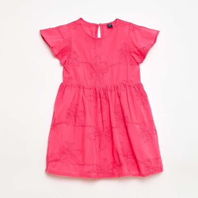 Robe avec broderies fleurs fantaisies ROSE
