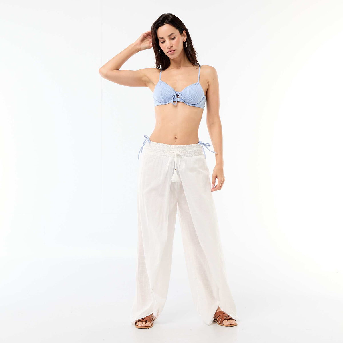 Soutien-gorge de bain imprimé vichy BLEU