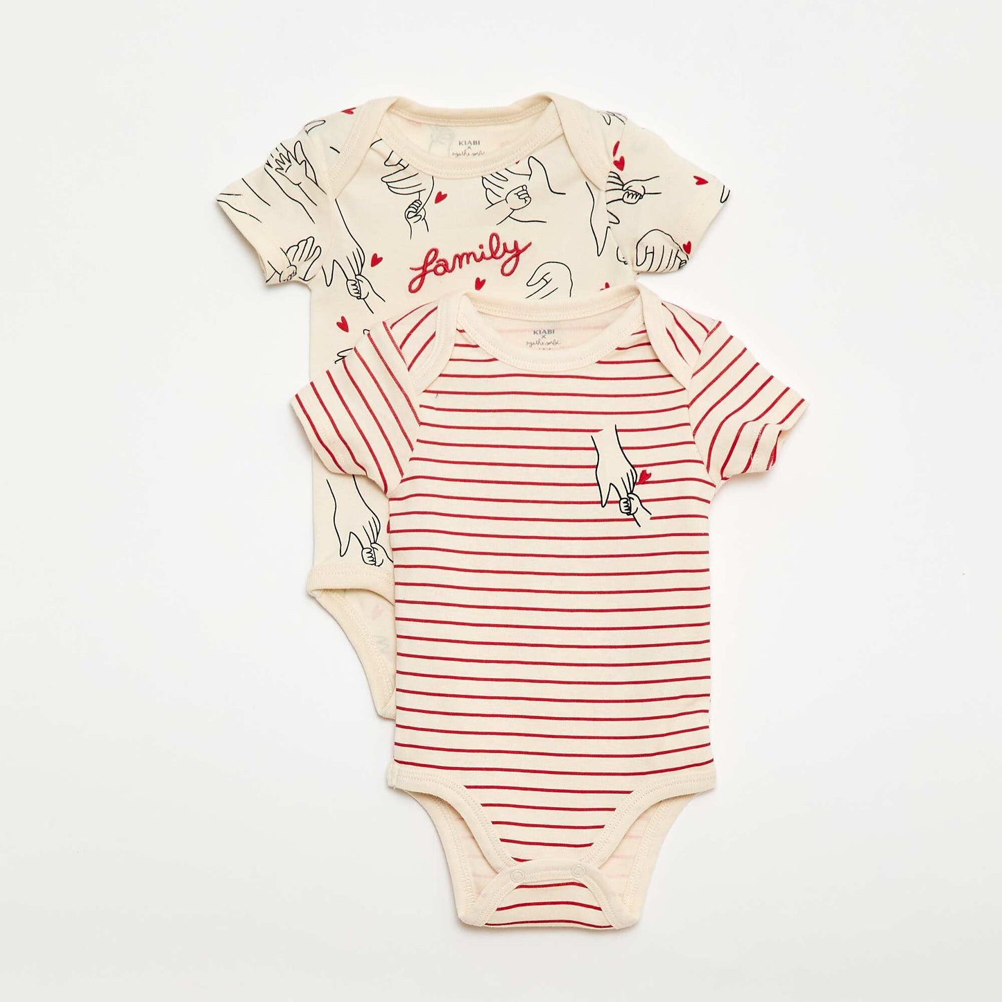 Lot de 2 bodys imprimé family 'Agathe Sorlet x Kiabi' - Saint-Valentin BLANC