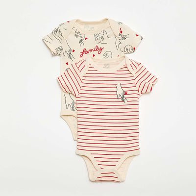 Lot de 2 bodys imprimé family 'Agathe Sorlet x Kiabi' - Saint-Valentin BLANC