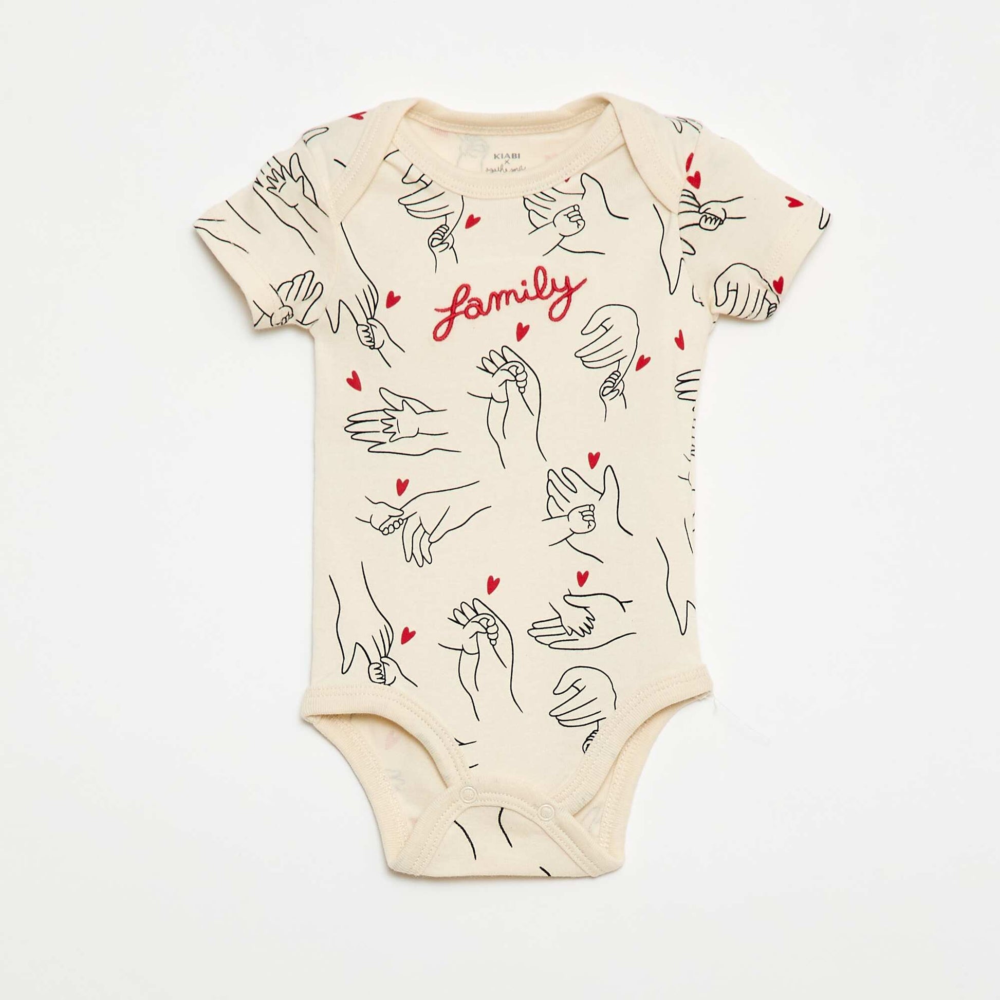 Lot de 2 bodys imprimé family 'Agathe Sorlet x Kiabi' - Saint-Valentin BLANC