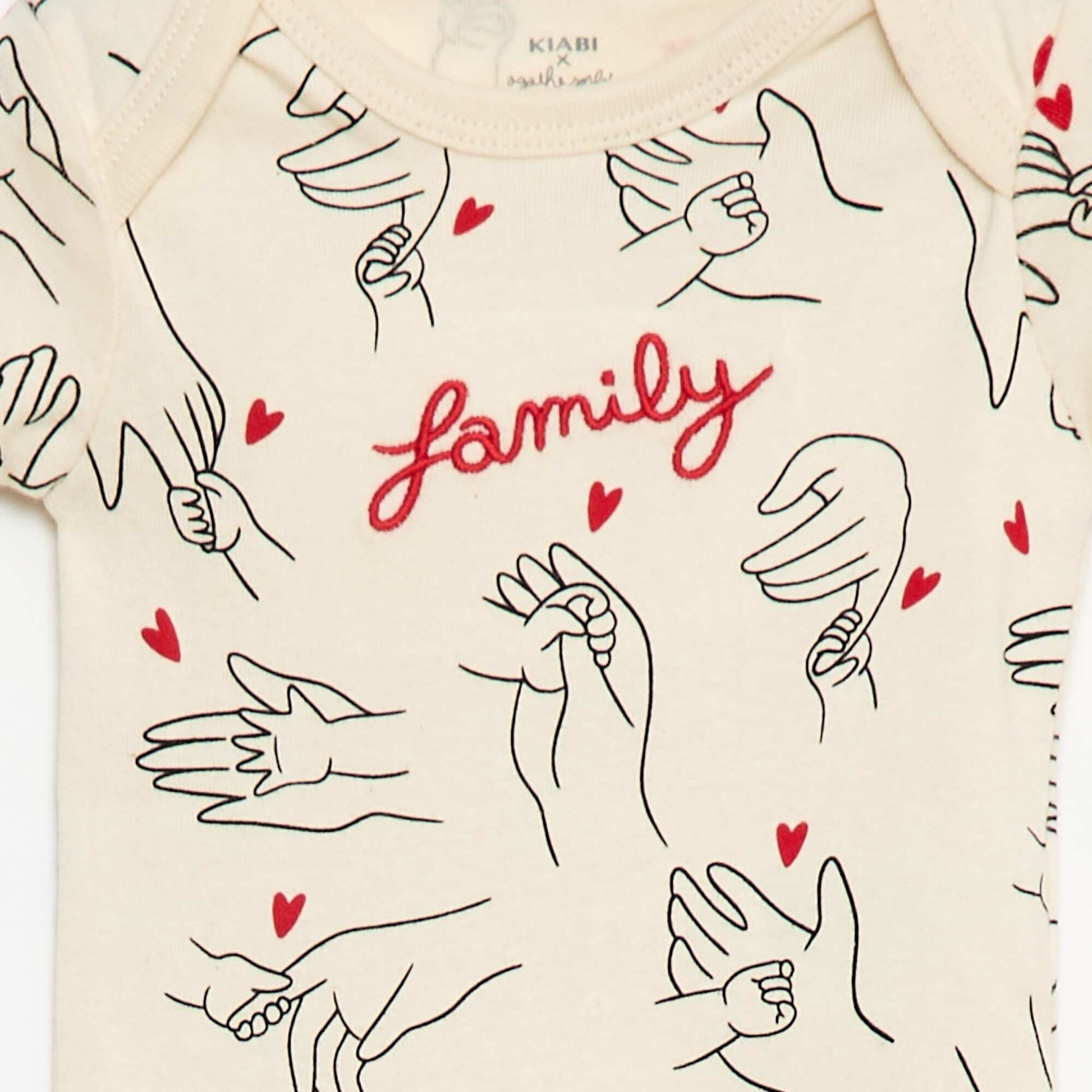 Lot de 2 bodys imprimé family 'Agathe Sorlet x Kiabi' - Saint-Valentin BLANC