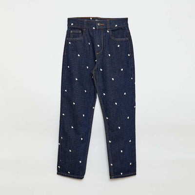 Pantalon droit en denim avec motif BLEU