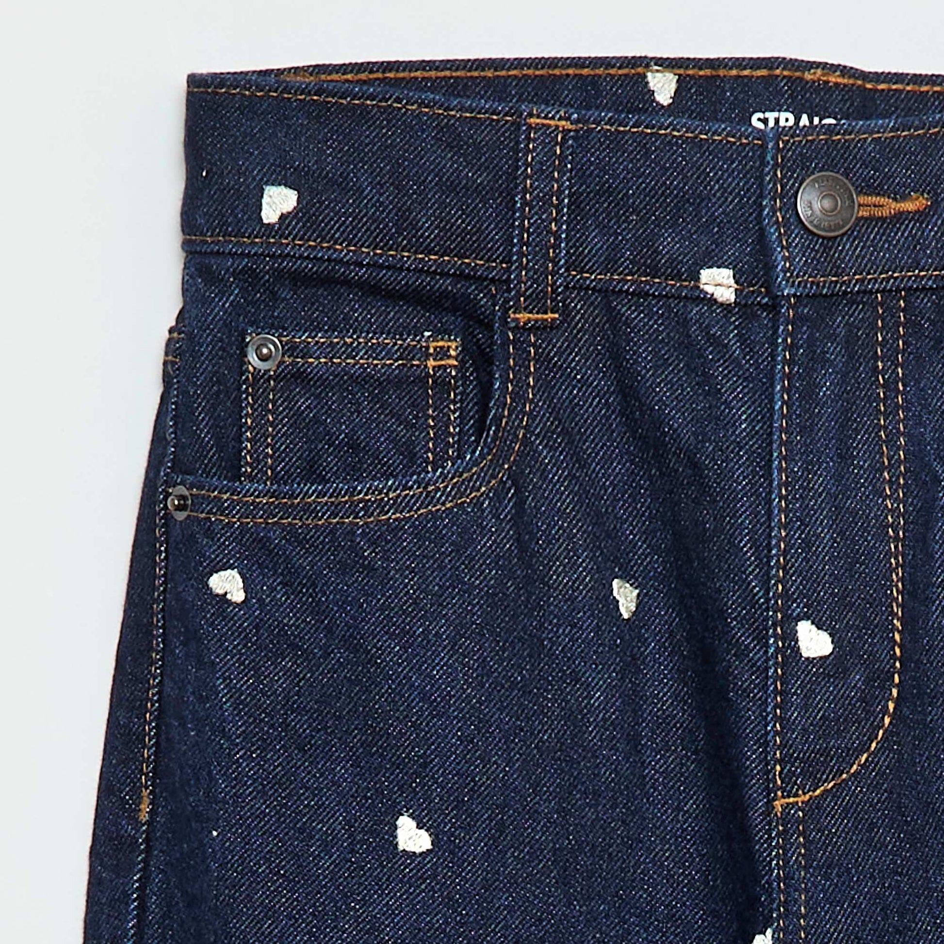 Pantalon droit en denim avec motif BLEU