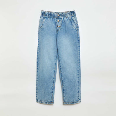 Jean mom avec poches en forme de cœur BLEU