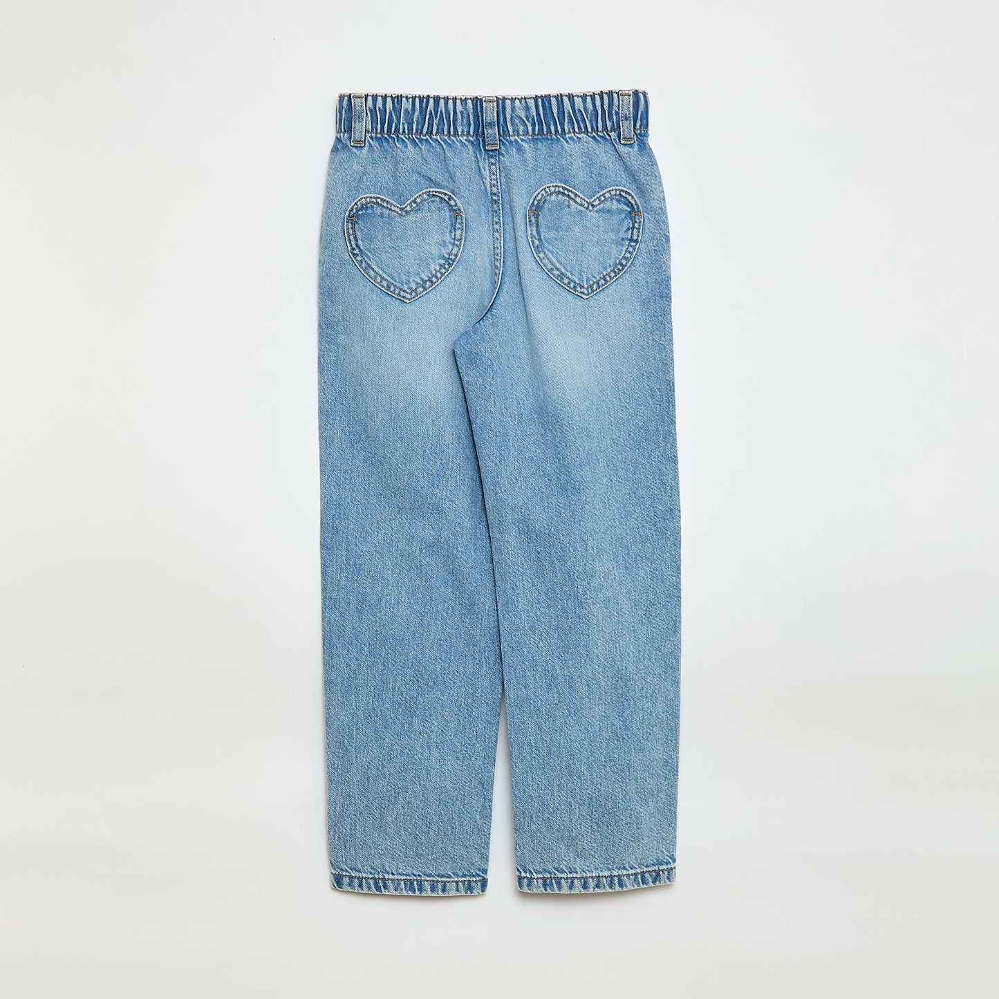 Jean mom avec poches en forme de cœur BLEU