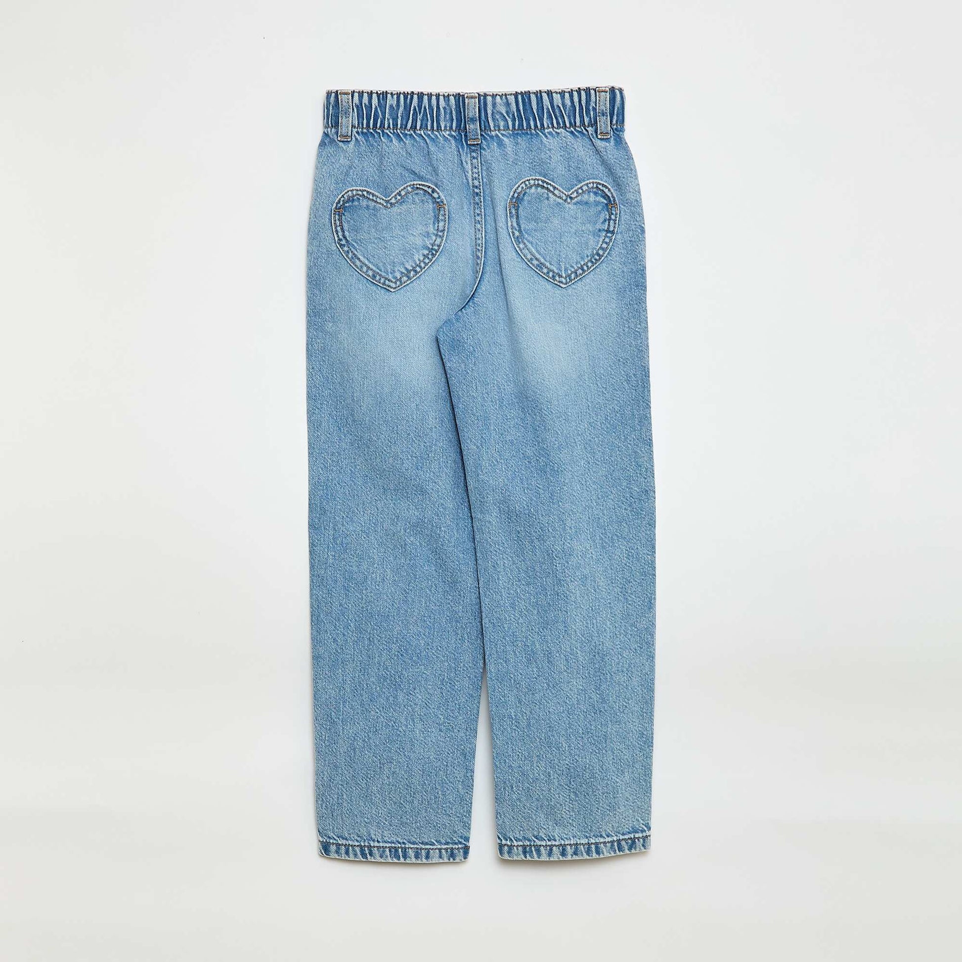 Jean mom avec poches en forme de cœur BLEU