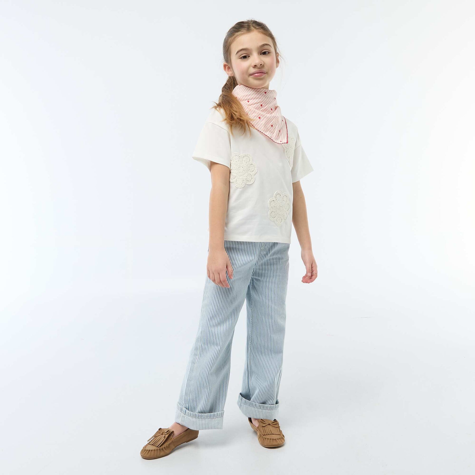Jean wide leg imprimé fantaisie BLEU RAYé