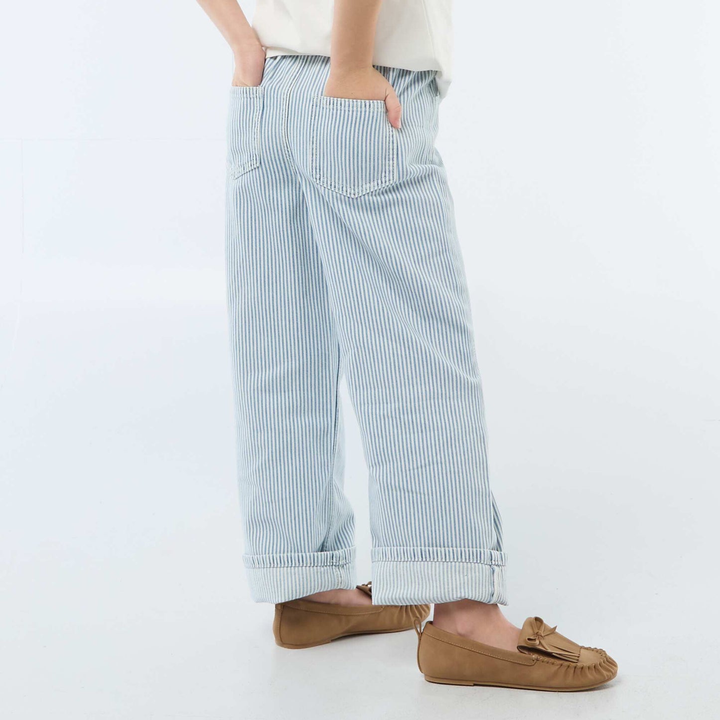 Jean wide leg imprimé fantaisie BLEU RAYé