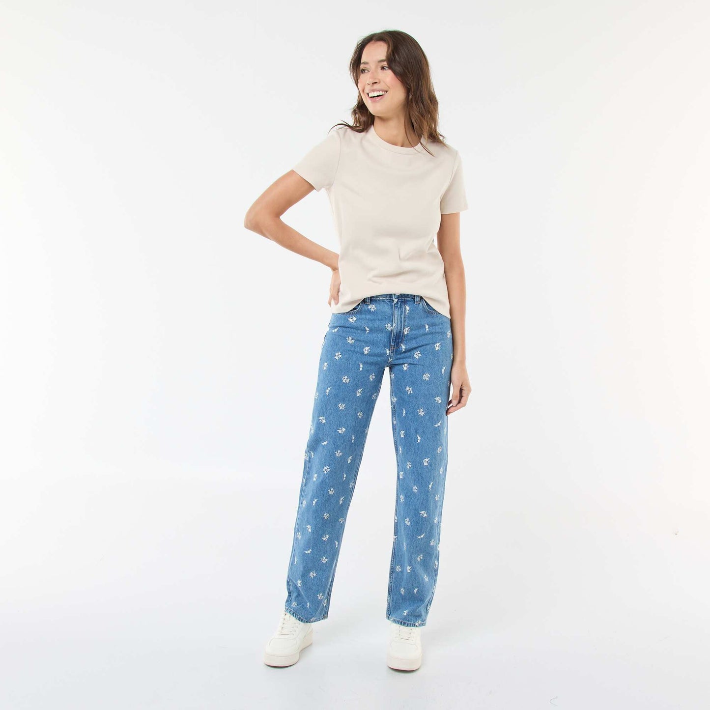 Jean regular brodé BLEU