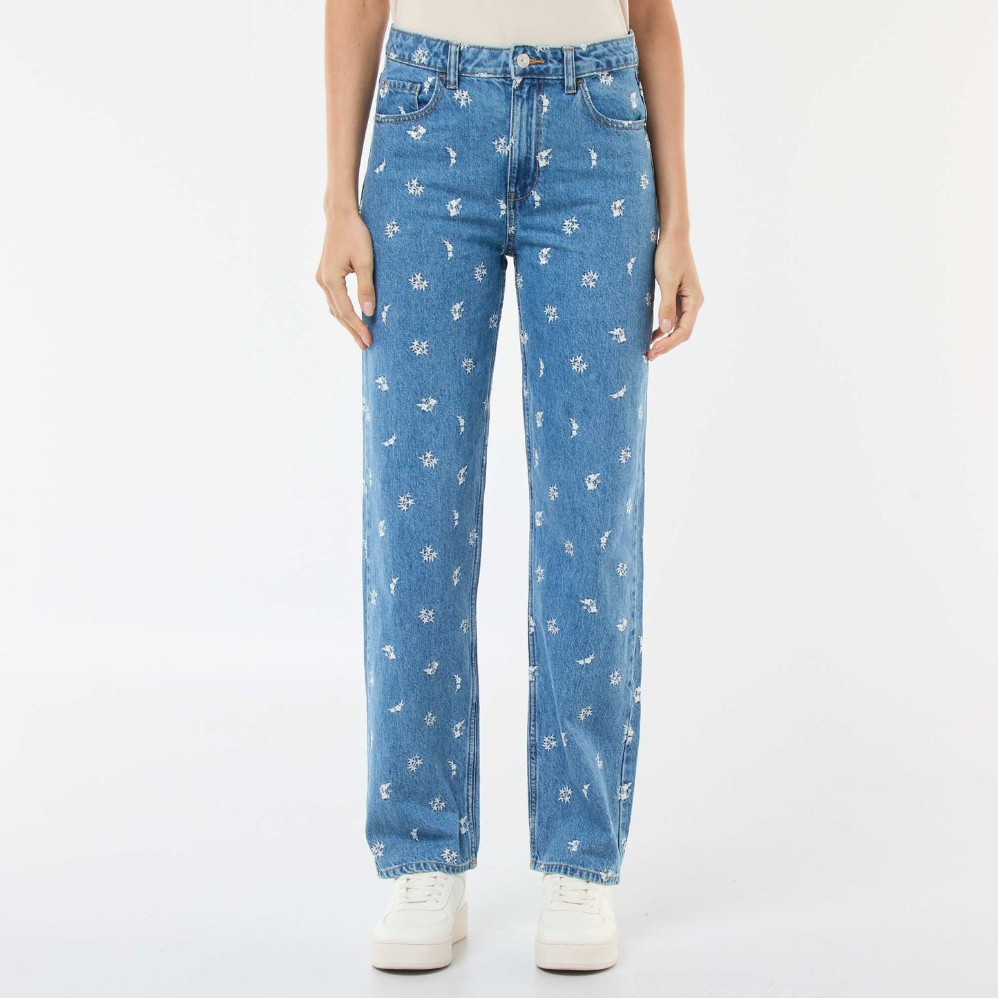 Jean regular brodé BLEU