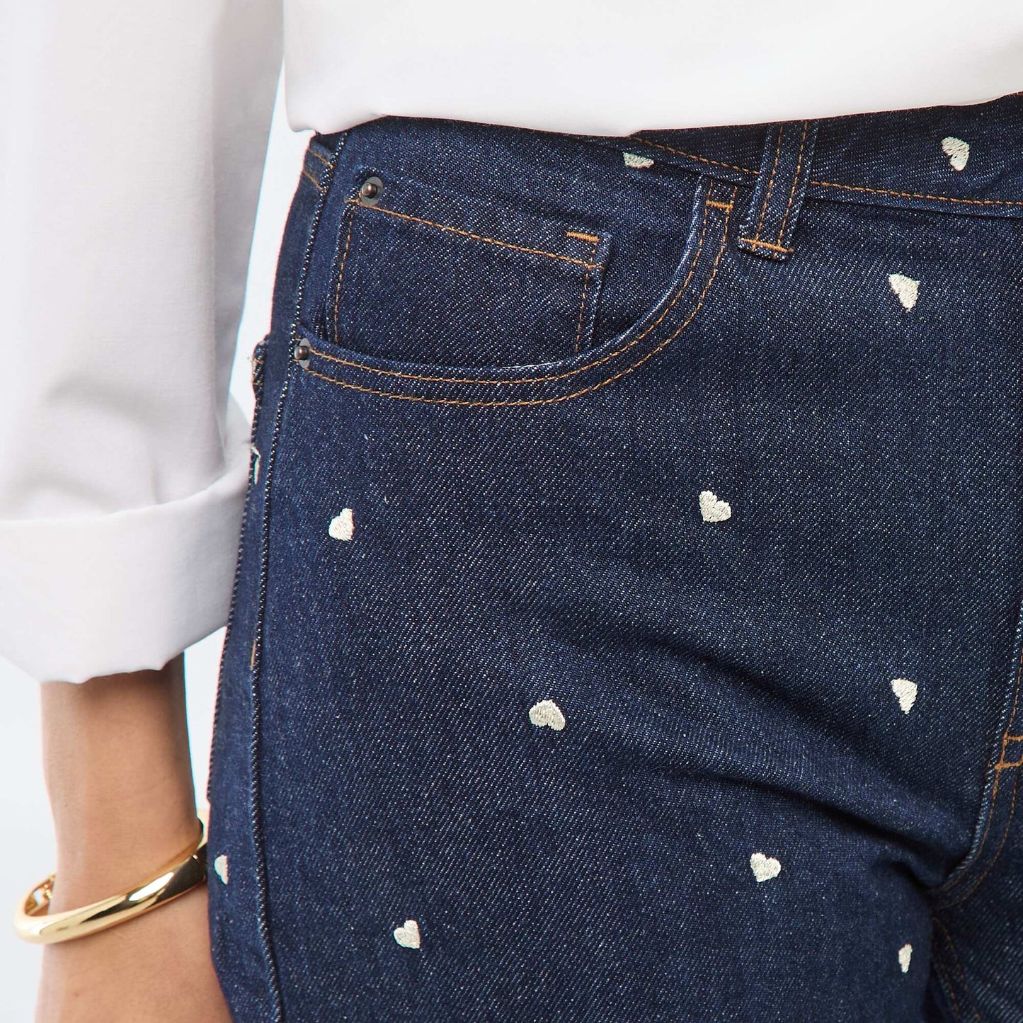 Jean regular brodé BLEU