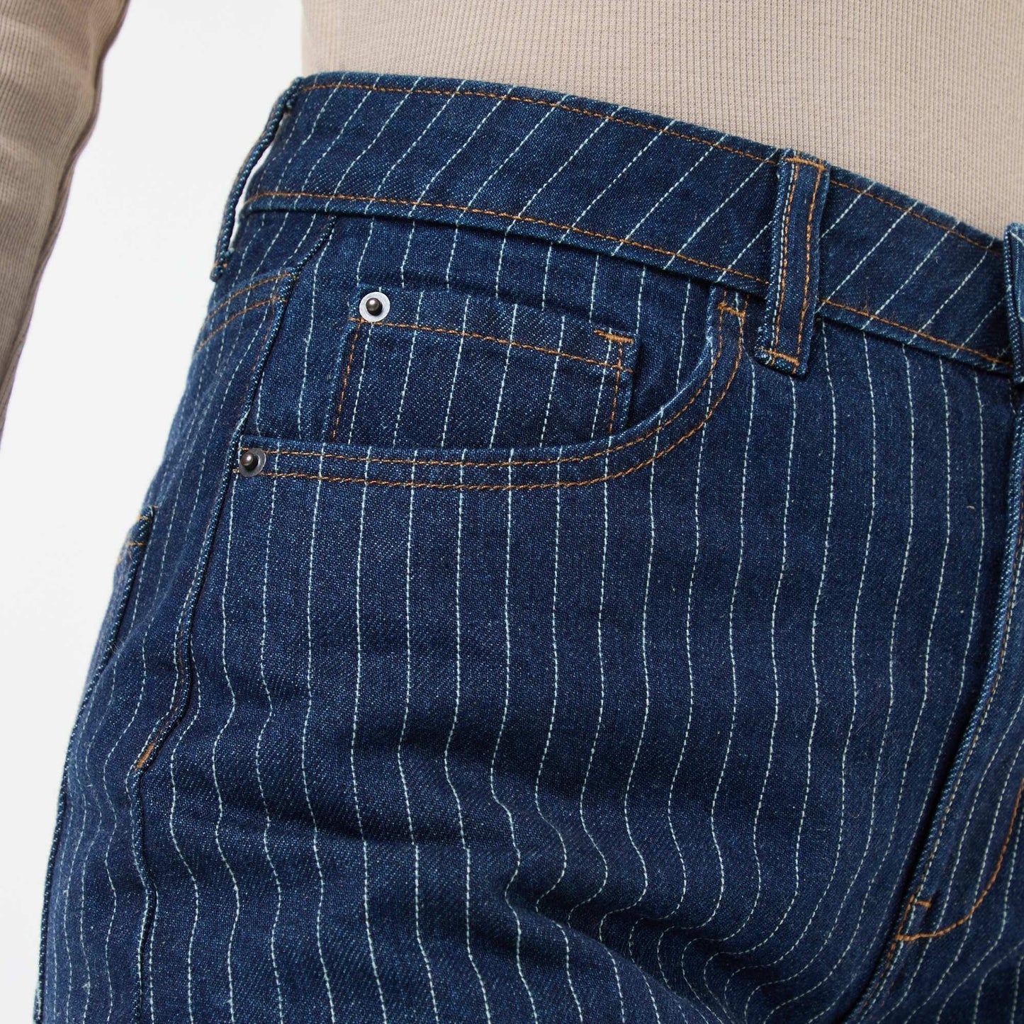 Jean regular avec lignes en coton BLEU