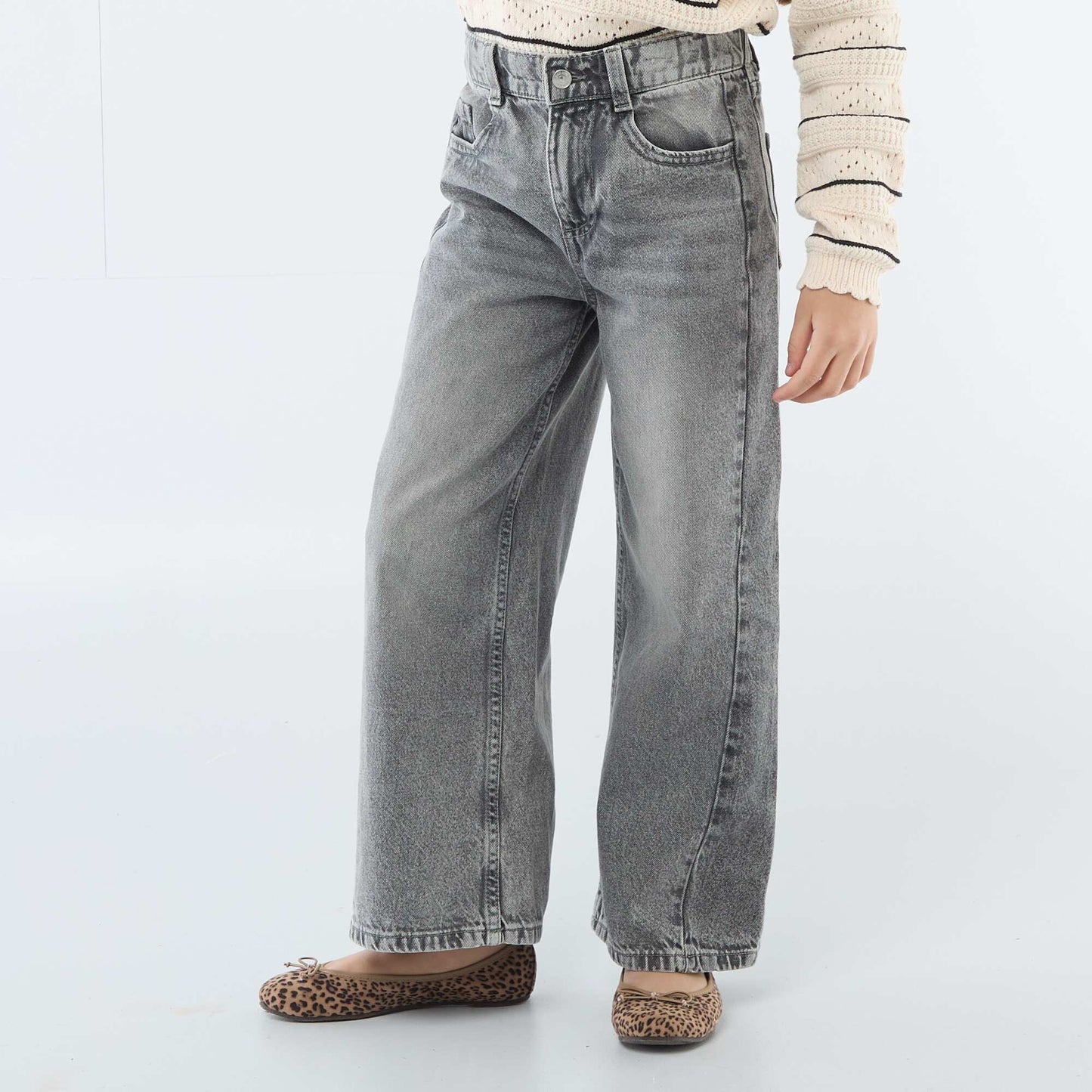 Pantalon wide leg fit / coupe large à 2 teintes GRIS