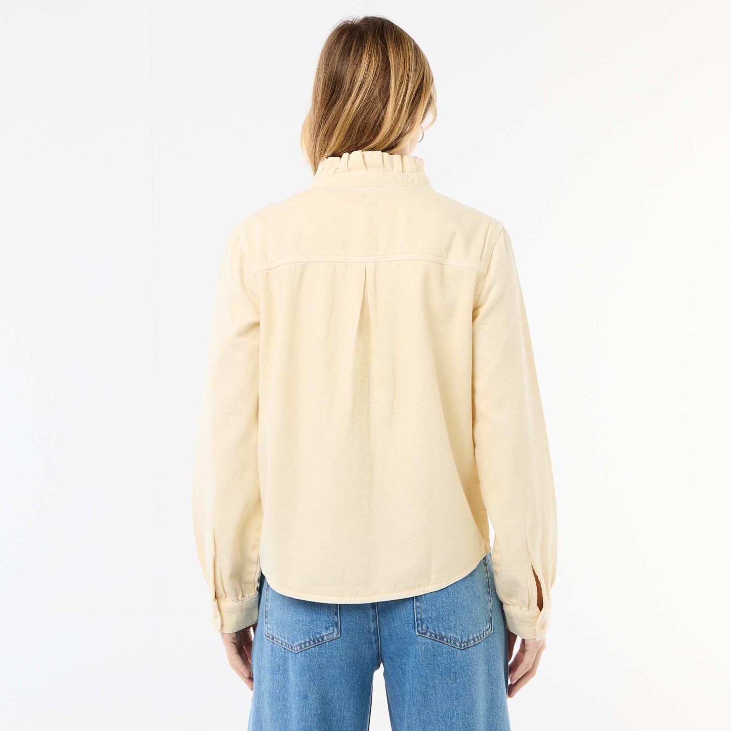 Blouse en denim avec col volanté JAUNE