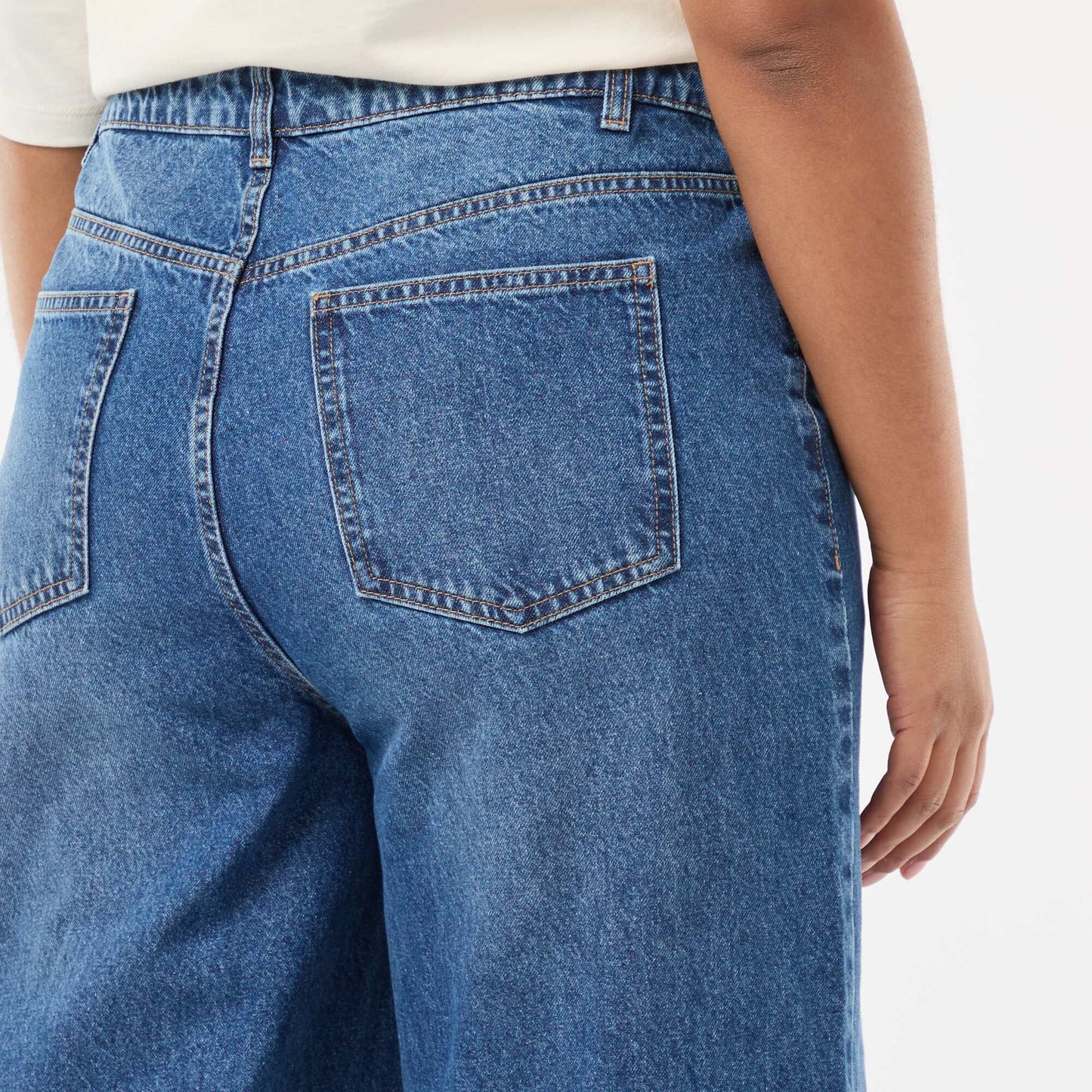 Jean wide leg taille haute avec plis devant DOUBLE STONE