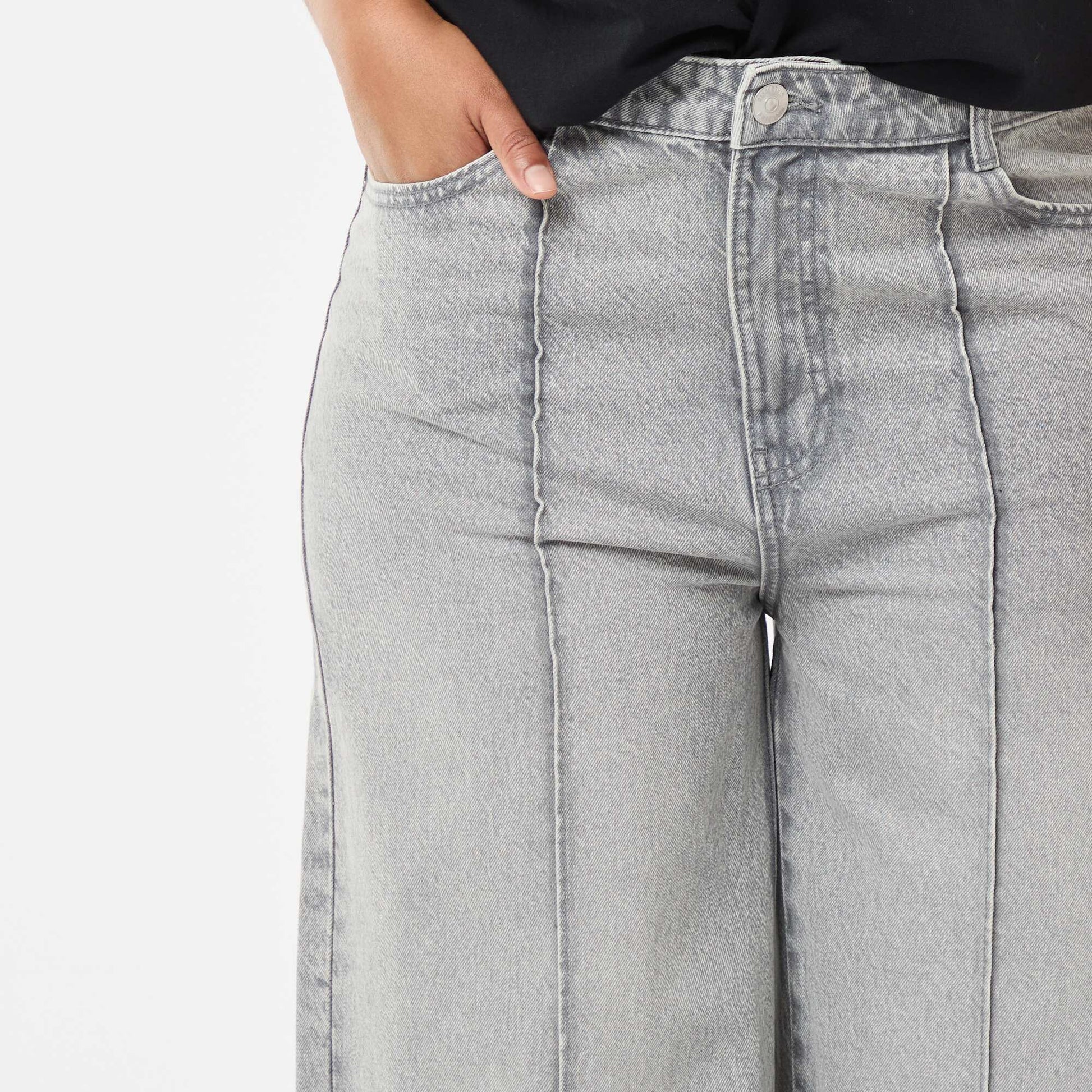 Jean wide leg taille haute avec plis devant GRIS