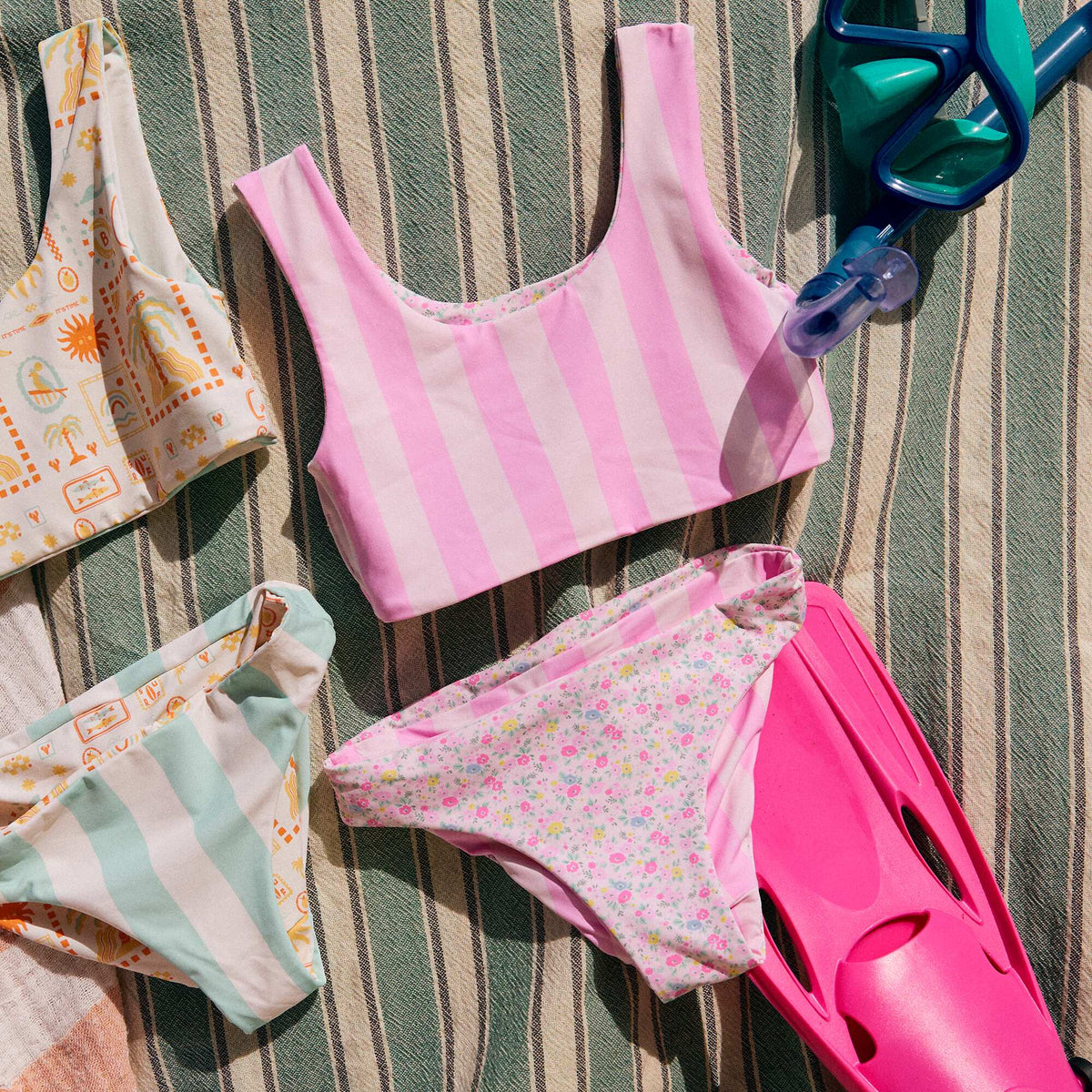 Maillot de bain imprimé réversible - 2 pièces ROSE