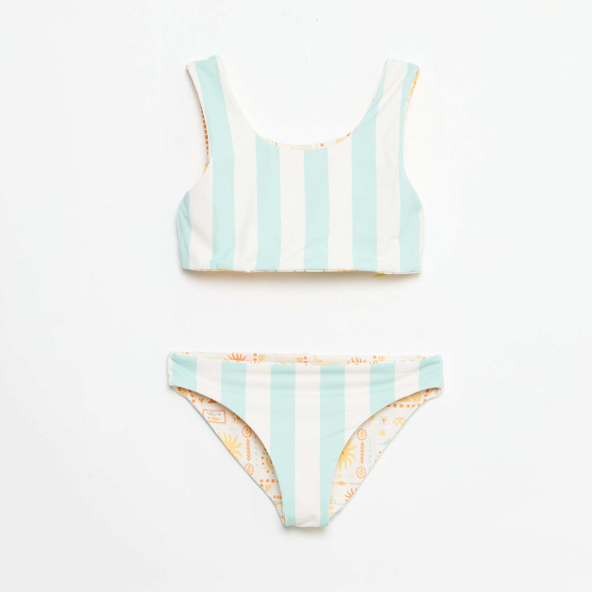 Maillot de bain imprimé réversible - 2 pièces BLANC