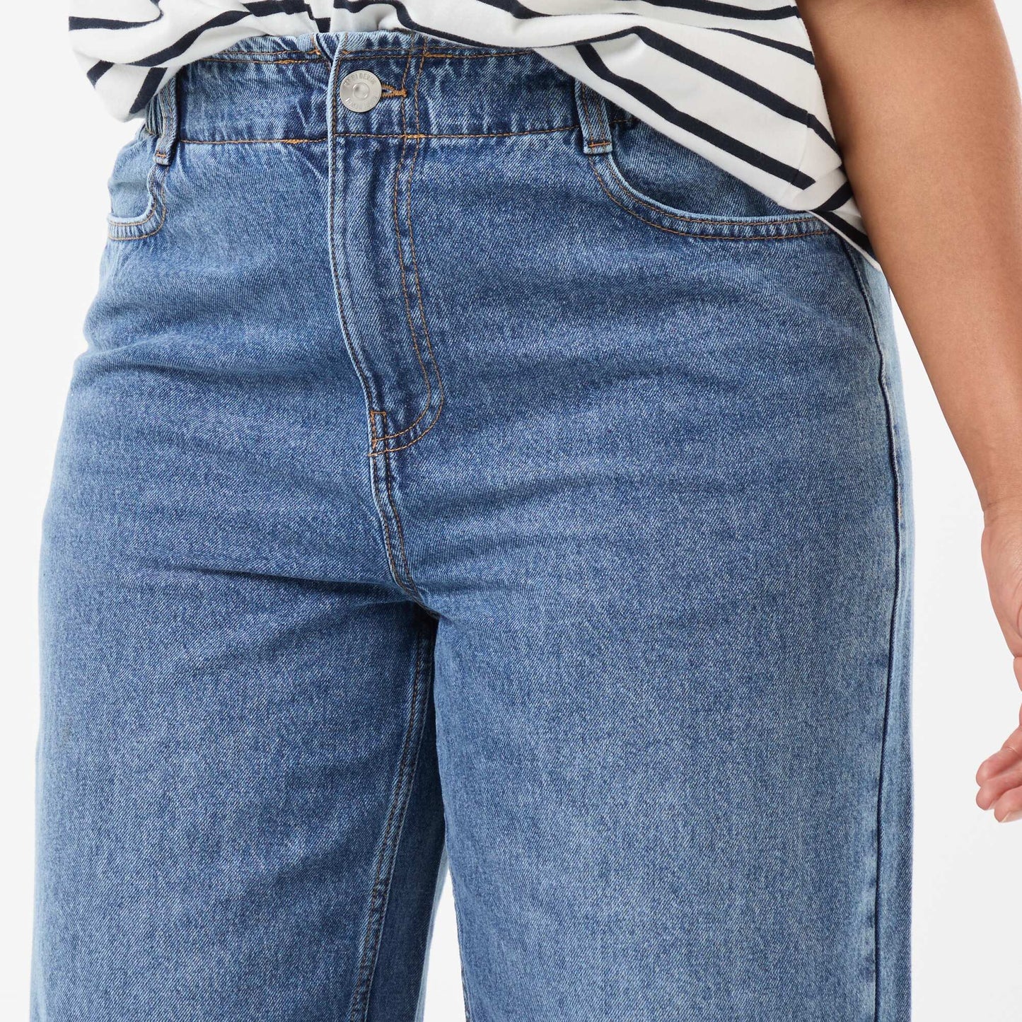 Jean wide leg avec bords à cru BLEU