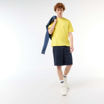 Short uni en french terry coton avec poches zippées BLEU