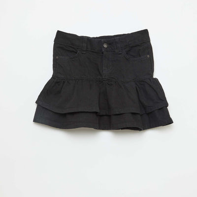Jupe en denim avec volants NOIR