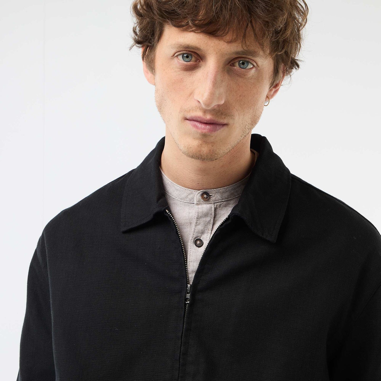 Veste en twill zippée unie NOIR