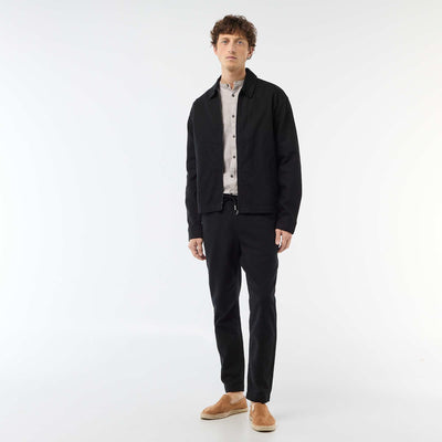 Pantalon droit à taille élastiquée NOIR