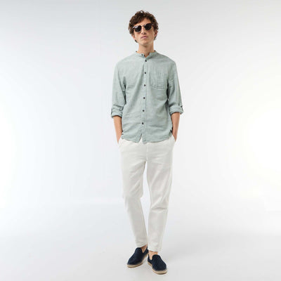 Pantalon droit à taille élastiquée BLANC